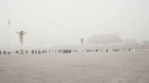 Tiananmen Square is enveloped in haze Stock Footage 59822647