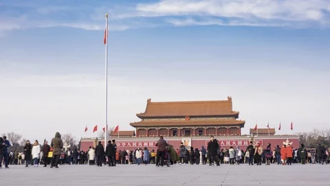 Tiananmen Square in winter Stock Footage 123109739