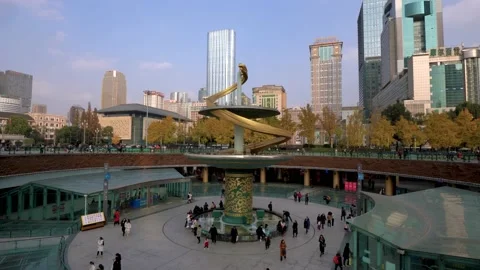 Tianfu Square in Chengdu Stock Footage 134851129