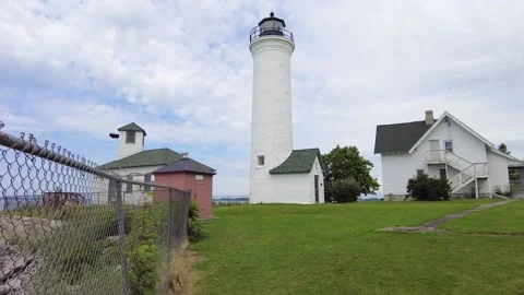 Tibbetts Point Lighthouse in Cape Vincent NY Stock Footage 157829645