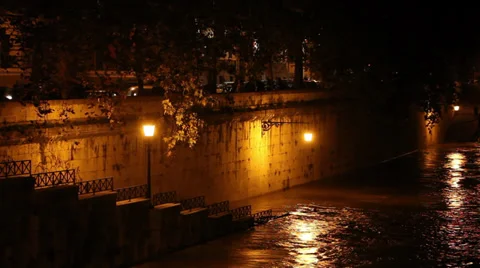 Tiber river flood in Rome Stock Footage 34444528