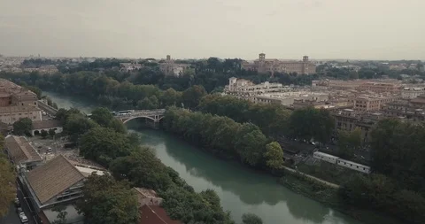 Tiber River North Pan Stock Footage 117043001