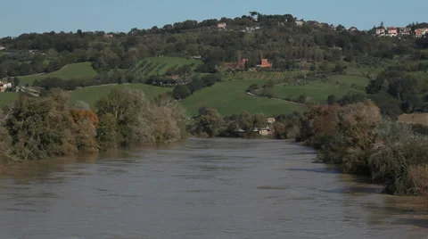 The Tiber river north of Rome Stock Footage 34362255