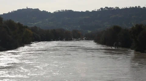 Tiber river north of Rome Stock Footage 34395303