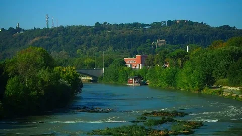 The Tiber River in Rome Stock Footage