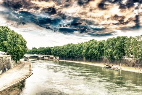 The tiber river in rome Stock Photos