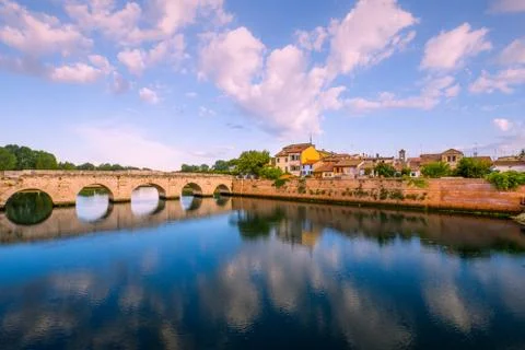 Tiberius bridge in Rimini Stock Photos