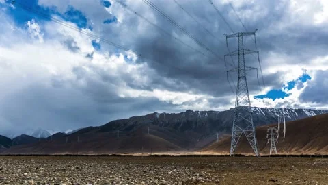 Tibet Electric tower Timelapse Video stock 134257724