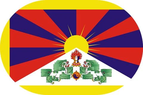 Tibet flag in flat oval design Stock Illustration