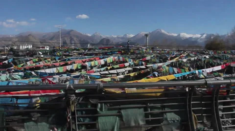 Tibet flags of celebration Stock Footage 63619588