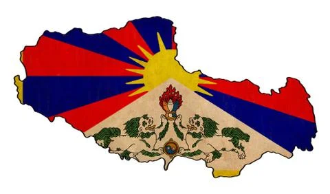 Tibet map on  flag drawing ,grunge and retro flag series Stock Illustration