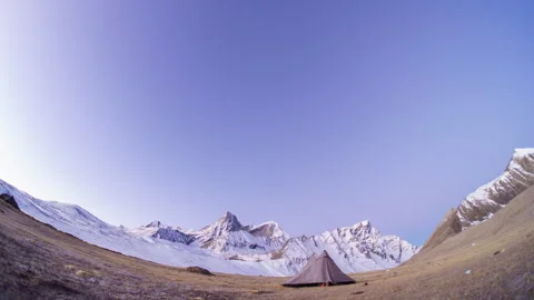 Tibet Snow Mountain Sunset Light and Shadow Time-lapse Stock Footage 326664469