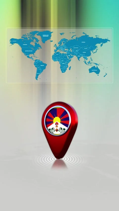 Tibet World Map Pin Location Background Loop Vertical Stock Footage 343194554