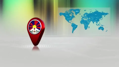 Tibet World Map Pin Location Background Loop 4k Stock Footage 343194570