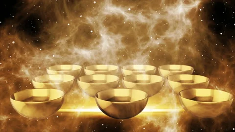 Tibetan bowl with abstract cloud effect Stock Footage 169773129