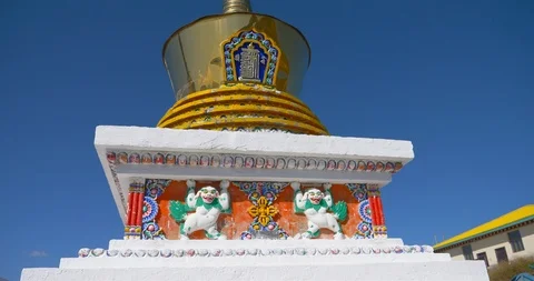 Tibetan Buddhist monastery Arou Da Temple in Qinghai China. Stock Footage 122829941