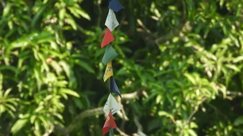 Tibetan flag  five elements . Stock-Footage 253451443