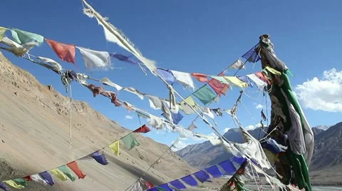 Tibetan flags 2 Video stock 12486152