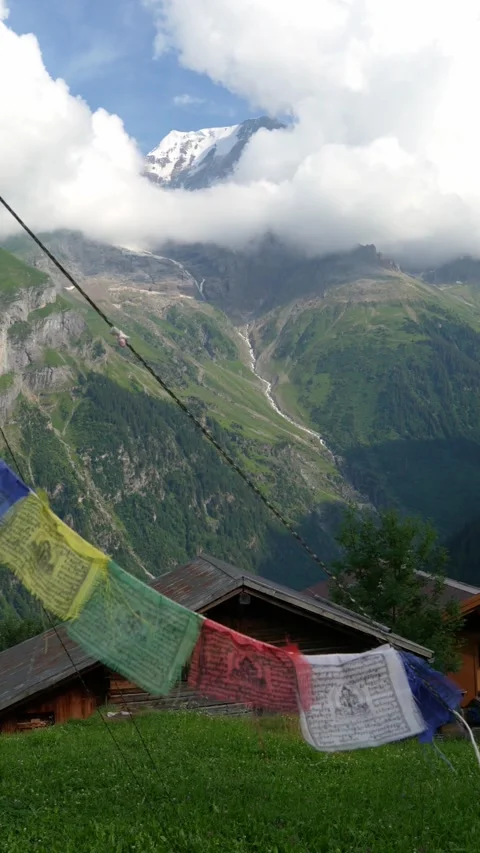 Tibetan flags2 Stock Footage 283724636