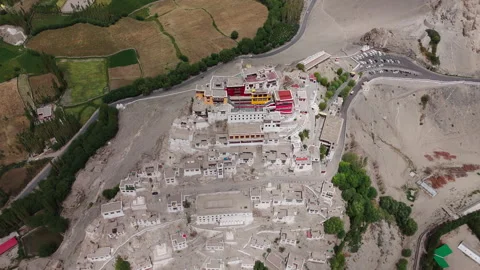 Tibetan Monastery Complex Seen from Above Stock Footage 316982123