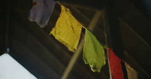 Tibetan Prayer Flags At A Hotel Deep In The Jungles Of Mondulkiri, Cambodia Stock Footage 151130239