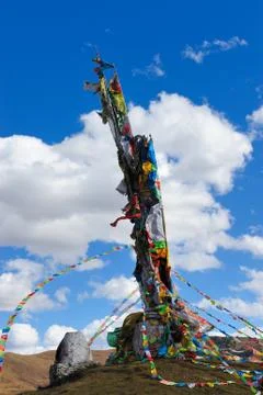 Tibetan prayer flags Stock Photos