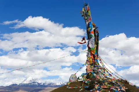Tibetan prayer flags Foto stock