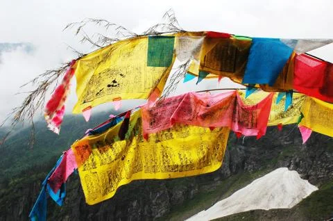Tibetan prayer flags Stock Photos