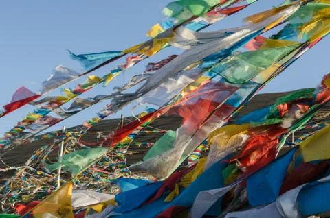 Tibetan prayer flags Stock Photos