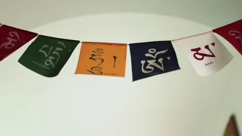Tibetan Prayer Flags Waving Video stock 107798087