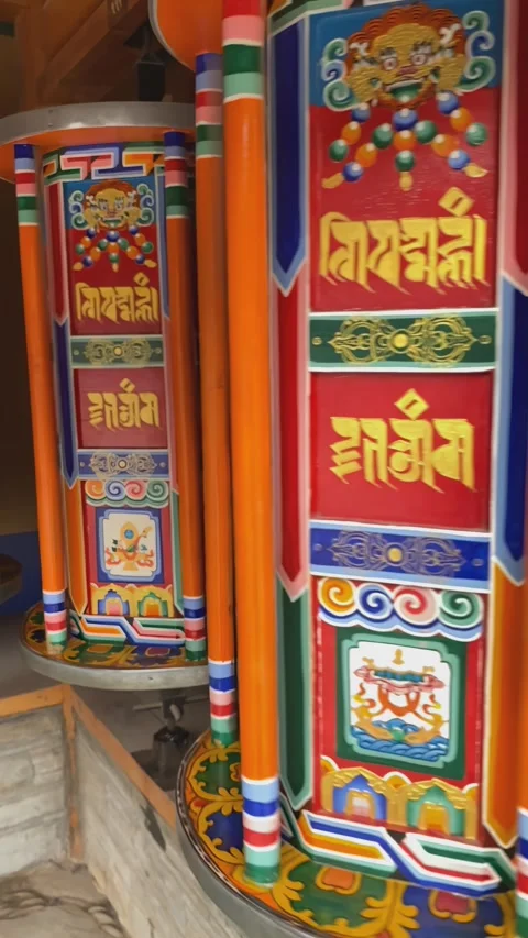 Tibetan Prayer Wheels Turning at Labrang Monastery, Gansu Stock Footage 336878040