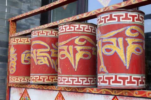 Tibetan rotatable cylindrical structure Stock Photos
