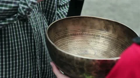 Tibetan singing bowl Stock Footage 19274590