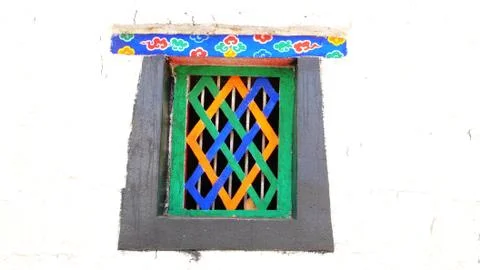 Tibetan window Stock-Fotos