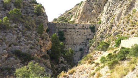 The Tibi Dam is a masonry dam on Monegre River in Spain. Stock Footage 112709155