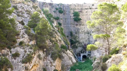 The Tibi Dam is a masonry dam on Monegre River in Spain. Stock Footage 112709569