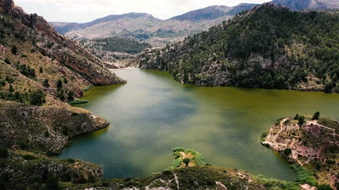 The Tibi Dam is a masonry dam on Monegre River in Spain. Stock Footage 134221562
