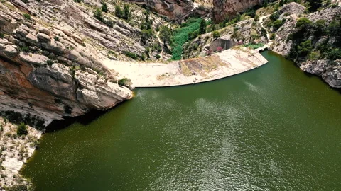 The Tibi Dam is a masonry dam on Monegre River in Spain. Stock Footage 134381787