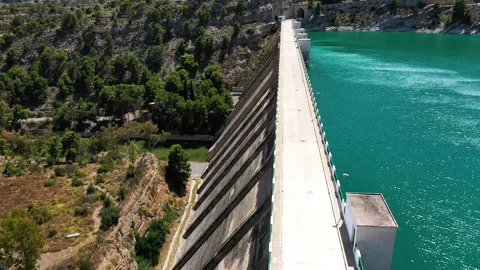 The Tibi Dam is a masonry dam on Monegre River in Spain. Stock Footage 138288294