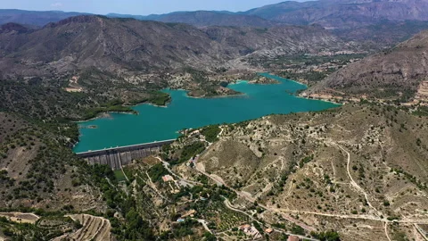The Tibi Dam is a masonry dam on Monegre River in Spain. Stock Footage 138288747