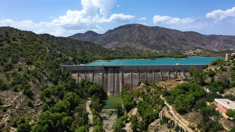 The Tibi Dam is a masonry dam on Monegre River in Spain. Stock Footage 138289162