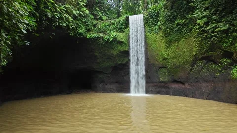 Tibumana Waterfall hidden deep within Bali jungle, surrounded by vibrant fo.. Stock Footage 330854216