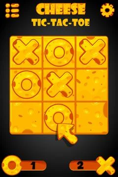 Tic-Tac-Toe in Cheese style, UI game with cursor arrow. Vector cartoon strate Stock Illustration