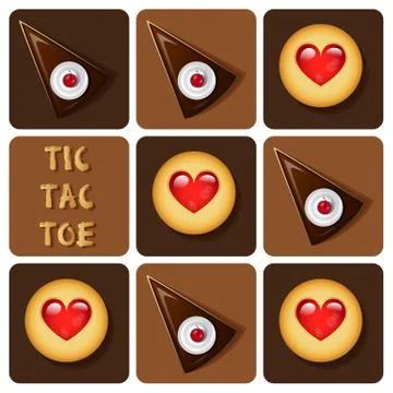 Tic-Tac-Toe of cookie and cake Stock Illustration