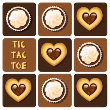 Tic-Tac-Toe of cookie and cup cake Stock Illustration