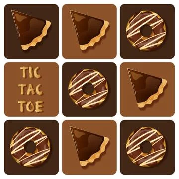 Tic-Tac-Toe of donut and chocolate tart Illustrazione stock