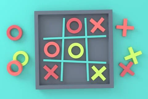 Tic Tac Toe game. 3D rendering. Stock Illustration