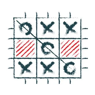 Tic tac toe game design in brush style. Stock Illustration