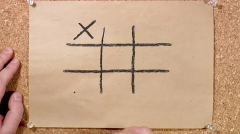Tic-Tac-Toe game drawn in on paper Stock Footage 48951788
