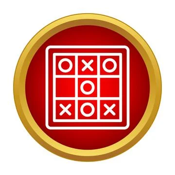 Tic tac toe game icon on red button Stock Illustration